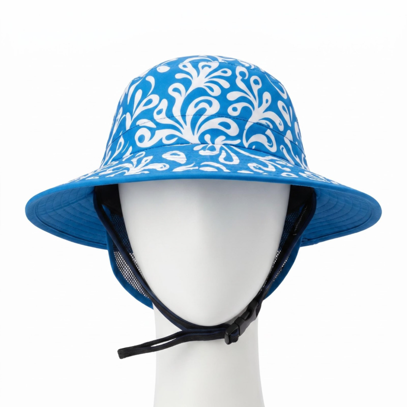 Surf Bucket Hat with Inserted Protective Hard Shell (No Vision Obstruction), 5-6cm Brim, Waterproof, Quick-Dry Neoprene, Earmuffs (Copy) (Copy)